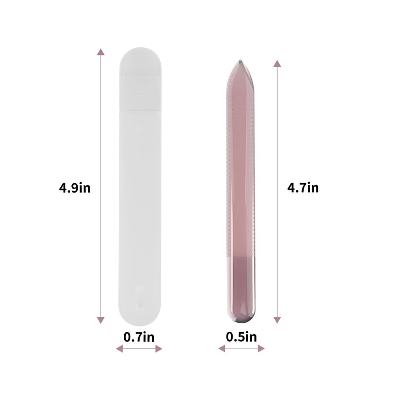 HAWATOUR Nano Glass Nail File with Case, 5 Pieces Etched Surface Nail Files Professional Manicure Tool, Multicolored