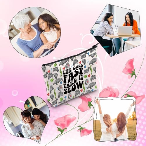 TSOTMO Manatee Bag Life Goes Fast Take It Slow Manatees Zipper Pouch Bag Gift for Sea Creature Lovers (Life Goes bag)