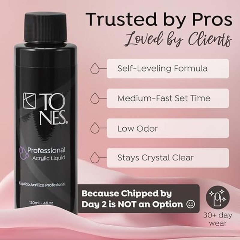 Tones Watermelon Scented EMA Monomer - Odor Neutralizing Acrylic Nail Liquid, Non-Yellowing, Superior Adhesion for Flawless Sets - MMA-Free - Made in USA (32 Fl Oz)