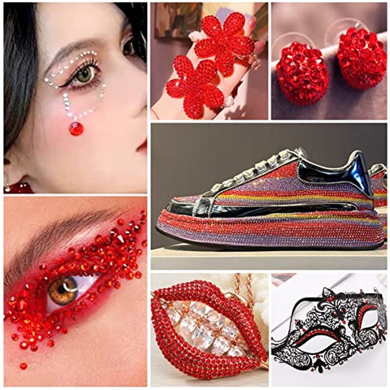 Beadsland Flatback Rhinestones Bulk, 2880pcs Red Rhinestones for Crafts Clothes DIY Decoration, Light Siam, SS30, 6.3-6.5mm