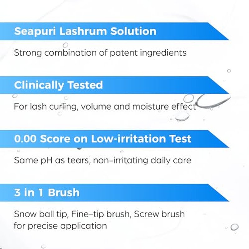 Lashrum Eyelash Enhancing Serum | Lash Growth Serum with Caffeine, Peptide & Biotin | for Longer, Fuller Lashes | Dual Brush for Precise & Full Application | Non-Irritating, Daily Use