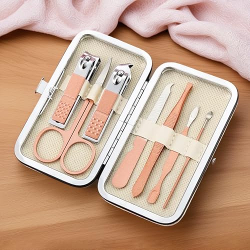 7 Pcs Manicure Set with Nail Clippers Scissors Files, Portable Grooming Kit for Home Office Travel with Storage Case
