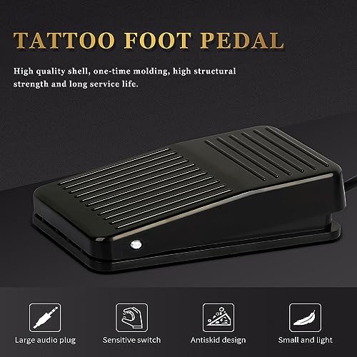 LEEYUKA Tattoo Foot Pedal - Plastic Tattoo Foot Pedal Black Round Tattoo Foot Switch for Tattoo Machine Tattoo Power Supply Tattoo Supplies