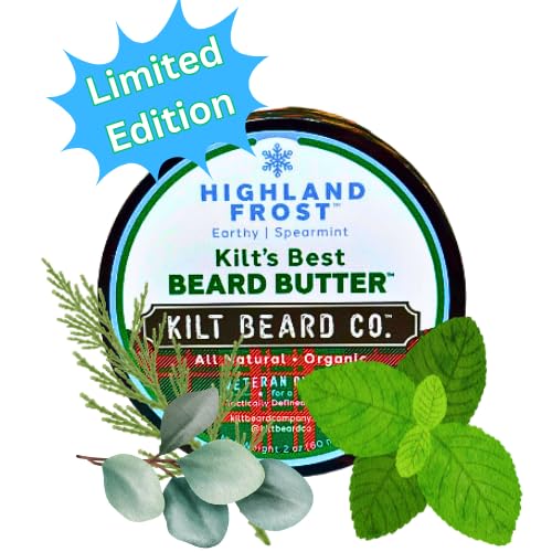 Highlands Frost Beard Butter - All-Natural Beard Moisturizer & Conditioner with Shea & Mango Butter | Softens & Hydrates Dry Beards, Earthy Spearmint & Cypress Scent
