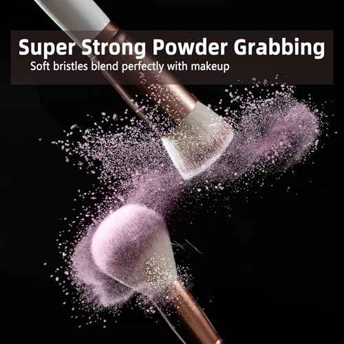 OMANIAC Makeup Brush Set Professional, 20Pcs Pearlescent Wood Handle Makeup Brushes, Premium Cruelty-Free Synthetic Fiber Hair, Travel Make up Brushes Set with Case (Ocean Blue)