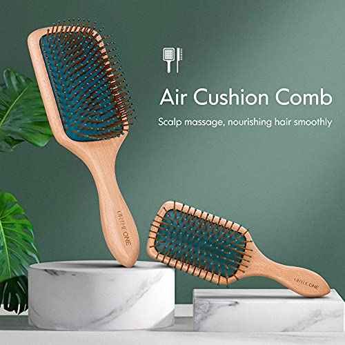 Hair Brush,Hair Brushes for Women Men Kids,Natural Wooden Paddle Detangler Brush and Small Travel Styling Brush Set for Curly Thick Thin Fine Wet Dry Hair Detangling Smoothing Massaging Blowdrying