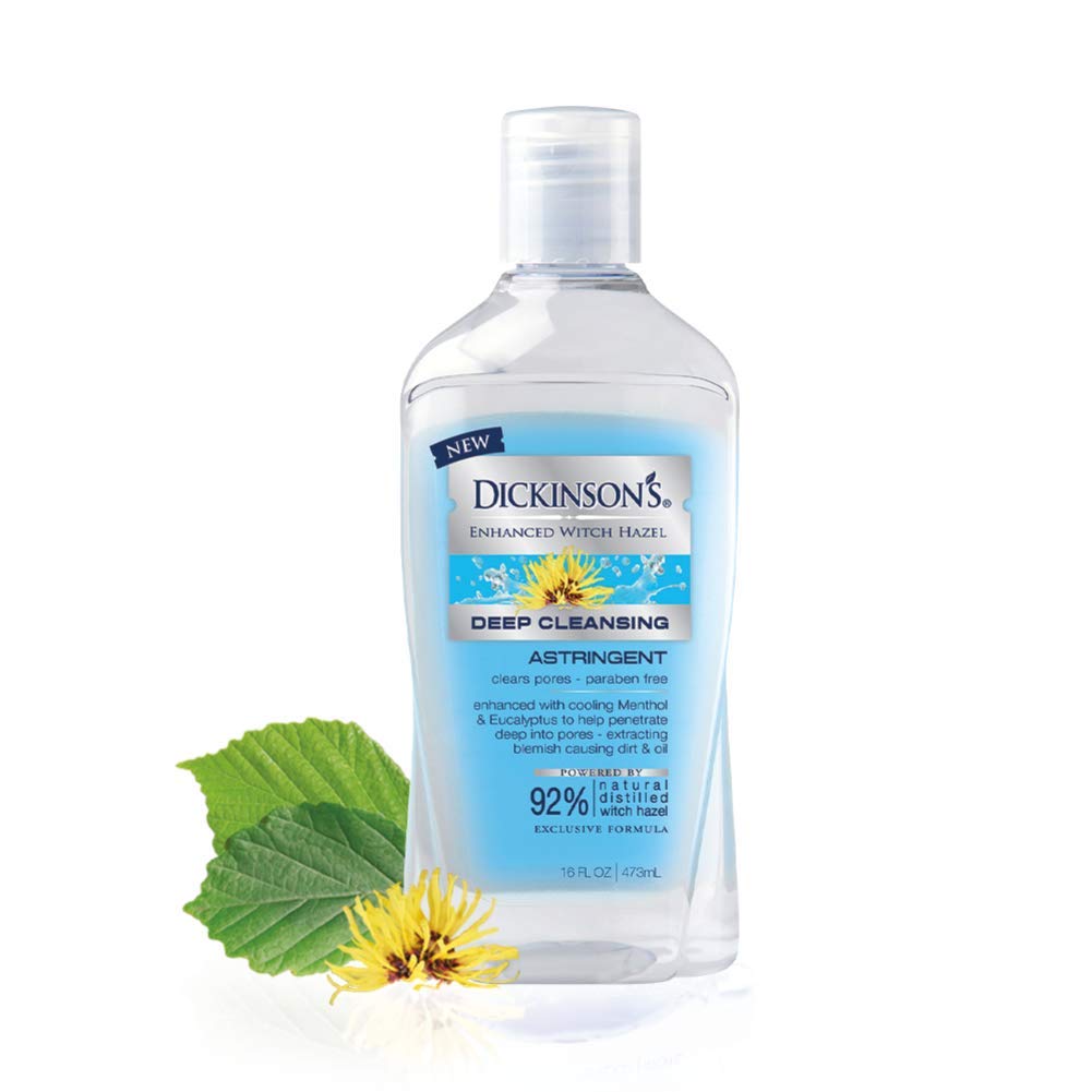 Dickinson's Enhanced Witch Hazel Deep Cleansing Astringent, Menthol and Eucalyptus, 92% Natural Formula, 16 Fl. Oz. (Pack of 3)