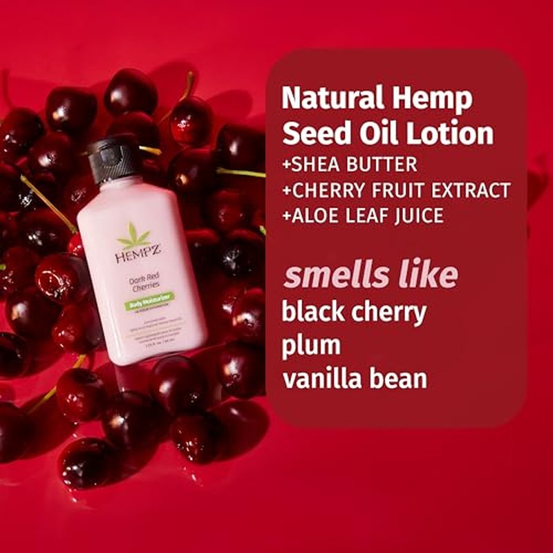 Hempz Mini Dark Red Cherries Lotion, Ultra Hydrating Moisturizer for Body, Hands and Feet 2.25 oz.