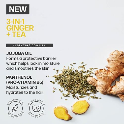 AMERICAN CREW 3-in-1 Ginger & Tea, Shampoo, Conditioner & Body Wash for Men, Hair Care Gift for Him, Revitalizing and Refreshing Fragrance, 33.8 fl oz