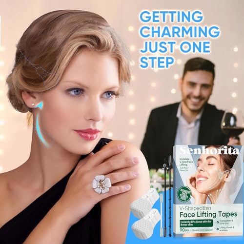 TANGDIAABBCC Face Lifting Tape, 90PCS Face Lift Tape Invisible for Double Chin, V-line Face Lifting & Tightening, Ultra-thin & High Elasticity Face Tape Hiding Facial Wrinkles