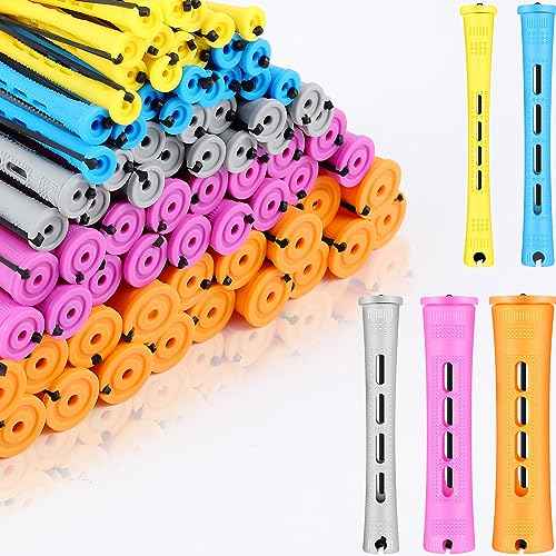 Tigeen 300 Pcs Perm Rods for Natural Hair Plastic Hair Rollers, No-Heat Small Curling Rods Cold Wave Rod for Women DIY Styling Hairdressing Tools (0.27,0.35,0.59,0.7,0.86 inch,Mix Color)