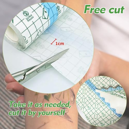 Rayyl Tattoo Aftercare Bandage Second Skin Covers Roll 6" x 2 Yard - Tattoo Waterproof Film Aftercare Bandage Waterproof, Second Skin Cover up Tape Transparent Film Healing Protective (6" x 2 Yard)
