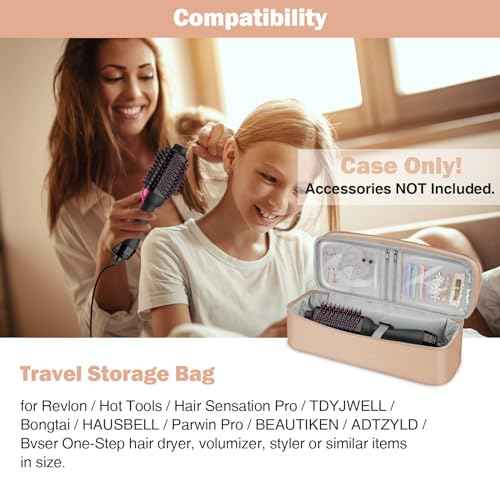 SITHON Double-Layer Travel Carrying Case for Shark FlexStyle/SmoothStyle, Water Resistant Storage Organizer Bag for Airwrap Styler, Also for Revlon One-Step Hair Dryer (Bag Only) (Rose Gold)