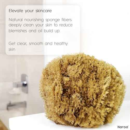 Naroa Exfoliating Natural Sponge for Shower X Large | Bath Sea Loofah for Healthy Skin | Unbleached Bathing Body Scrubber Puff | Plastic Free