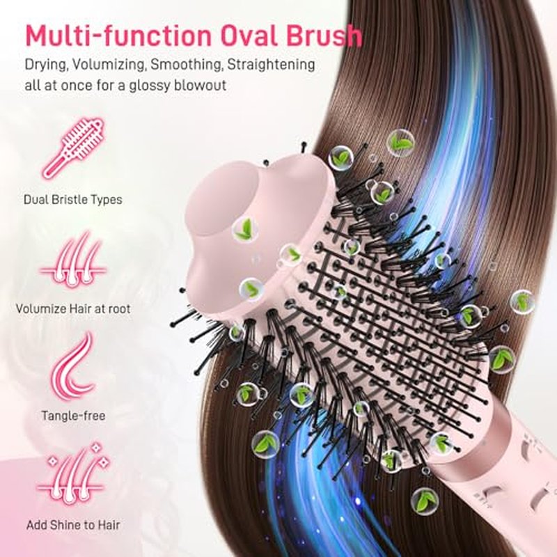 Dual Voltage Hot Air Styler Wrap - 5 in 1 Hair Dryer Brush with Fast Drying Blow Dryer, Styling, Straightening & Volumizing with Travel Bag (100V?240V)