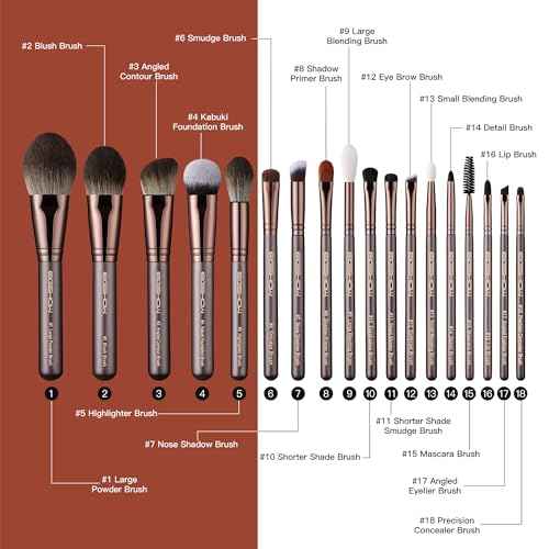 Professional Makeup Brush Set, Eigshow Makeup Brushes Perfect for Foundation Face Powder Blending Blush Bronzer Eyeliner Eye Shadow Brows with Case, Best Gift for Women, Travel Kit(PRO 18pcs Coffee)