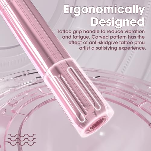 Tattoo Machine Kit - Wireless Tattoo Pen 3.0mm Stroke Length 800mAh Coreless Motor Rotary Gun Pen Set with Lining Needles Round Liner 18Pcs for Tattoo Beginner Artist Pink(NORA)