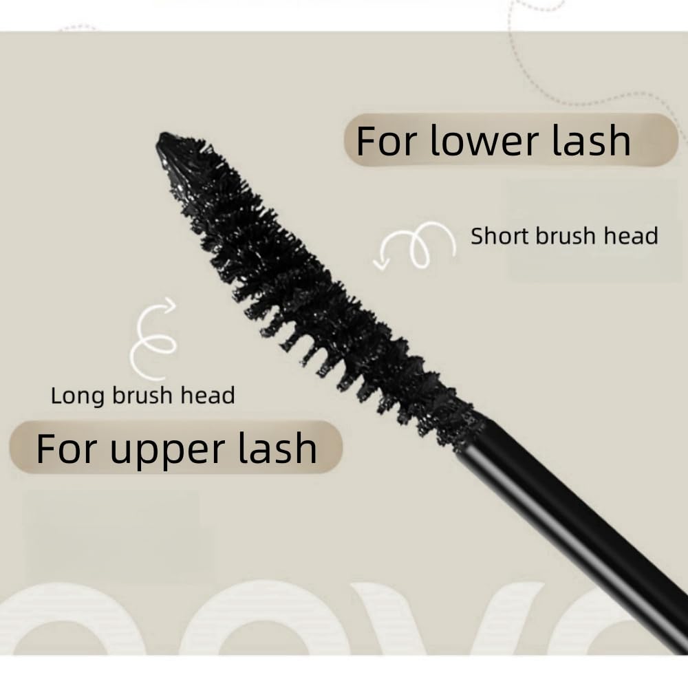 Black Waterproof Volumizing Mascara - Clump-Free Long Lasting Formula with Curling Effect & Sweat Resistance | All-Day Volume & Lift | Imitation Leather Tube (1 Pc）