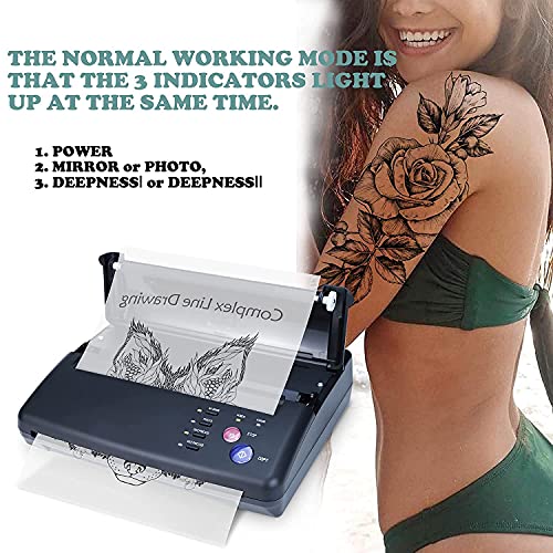 Tattoo Transfer Stencil Machine Copier Printer Thermal Tattoo Kit Copier Printer With 20pcs Tattoo Stencil Transfer Paper, Black£¨ Not Wireless£©