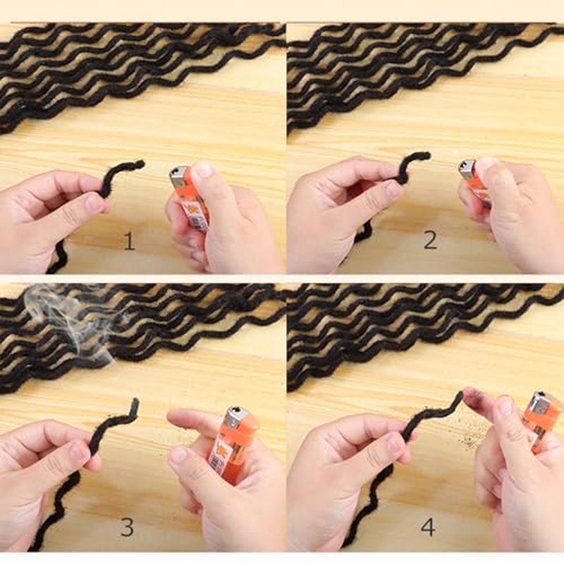 Curly Wave Loc Extensions Human Hair 0.4cm&0.6cm width 6-18 inch 10,30 strands 100% human hair locs extensions for men women Handmade Permanent Dread Extensions0.6cm 14inch 30strands