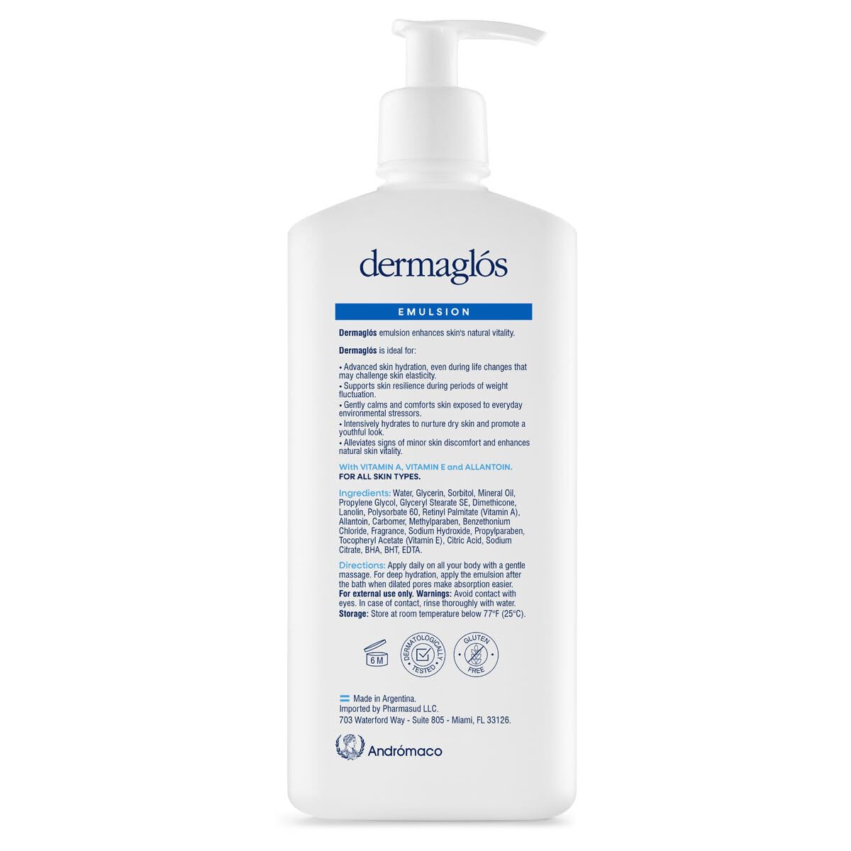 Dermaglos Moisturizing Body Lotion for Dry Skin with Extra Vitamin A, Vitamin E & Allantoin | Regenerating Lightweight Moisturizer for Stretch Marks, Tattoos Aftercare, Scars & Wrinkles | 13.52 Fl Oz