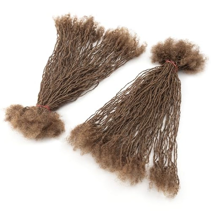 EV&ET Handmade Interlocking Sisterlocks Curly Tips 100% Real Human Hair Permanent Micro Locs Extensions Natural Looking Soft Dreadlocks Can Be Bleached and Dyed (#30 40pieces, 12inch 0.2cm)