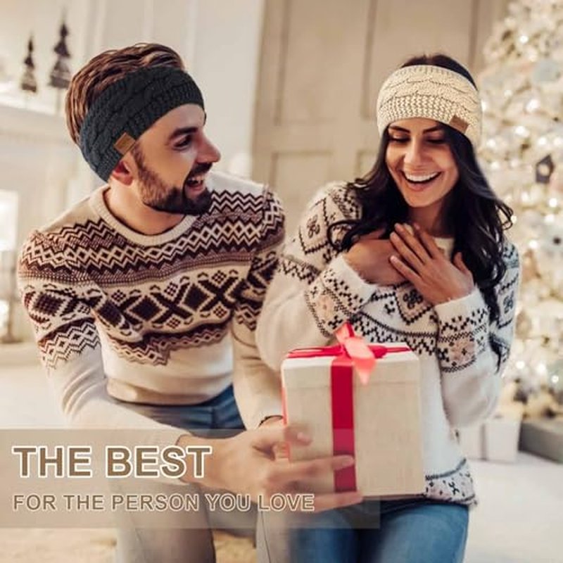 Ear Warmer Headbands for Women 2 Pack Thick Ear Muffs for Winter Women Fleece Head bands Ear Covers for Cold Weather Soft Stretch Head Wraps Accessories as a Gift for Christmas Other Occasions