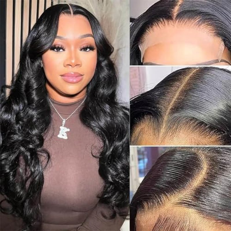 5x5 Lace Closure Wig Human Hair 220% Density Body Wave 5x5 HD Lace Closure Wigs Pre Plucked Lace Closure Wig for Women True to Length Natural Black Color for Any Occasions 24 Inch
