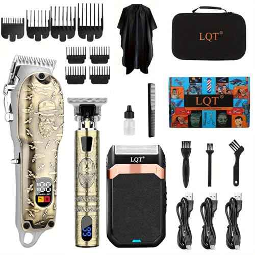 Hair Clippers Set for Men, Hair Clipper Trimmer with LED Display, Professional Cordless Hair Clipper Shaver Beard Trimmer, Hair Cutting Machine for Men, Holiday Gift for Him Father's Day Gift