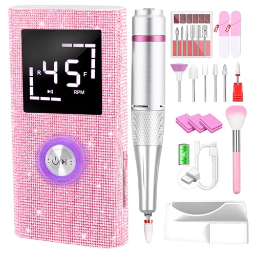 CozyZen Cordless Electric Nail Drill, 45000 RPM Rechargeable Diamond E-File, Portable & Low Noise for Acrylic/Gel Nails, Manicure & Pedicure - Professional & Home Use