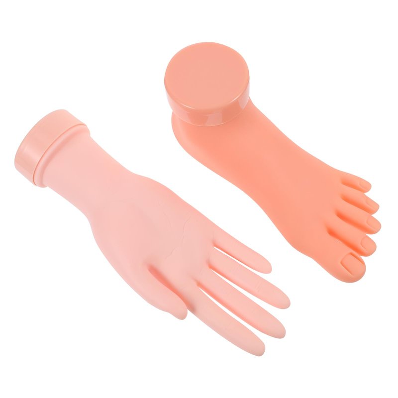 Beaupretty Manicure Practice Left Hand and Foot Model 8.85 Inch Lightweight Fake Nail Art Trainer with Bendable Fingers for Salon and Beginner Nail Training