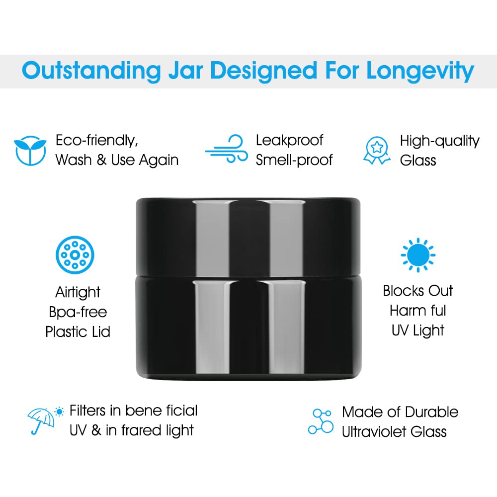 MOFIST 5g Thick Black UV Protection Small Glass Jars with Lids 5ml Concentrate Jars for Airtight Storage Wax Leaf Salve Cream Refillable Containers Jar (A capacity: 5ml 12PCS)