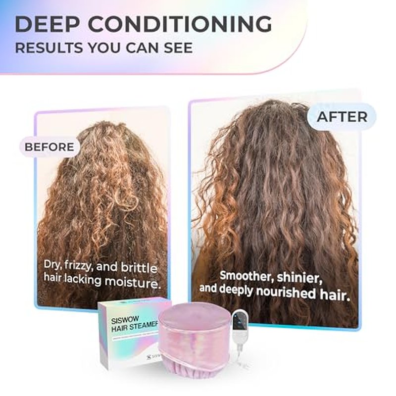 Heating Cap for Deep Conditioner w/10-level Heats Up Quickly, Hair Steamer for Natural Black Hair Home Use - Thermal Heat Cap for Treatment, Great for Deep Conditioner - Portable, Waterproof