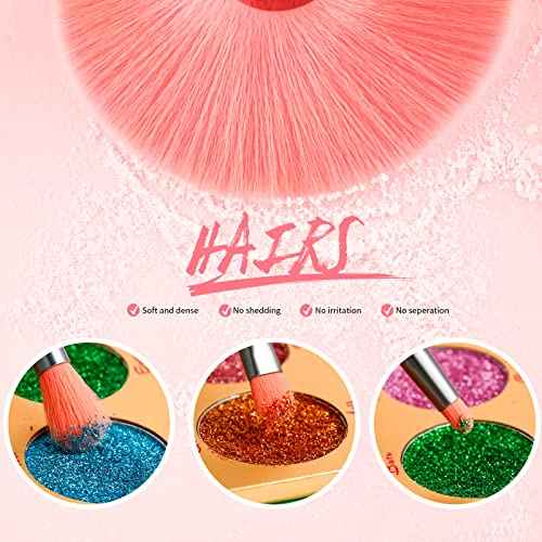 Docolor Makeup Brushes 10Pcs Makeup Brush Set Premium Synthetic Powder Foundation Contour Blush Concealer Eye Shadow Blending Liner Make Up Brush Kit - Neon Peach