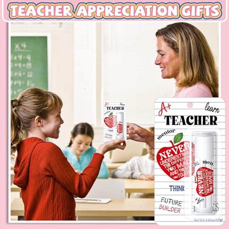 60 Pack Christmas Teacher Appreciation Gifts Bulk Lip Balms Employee Staff Appreciation Teacher Staff Team Thank You Gift Bulk Christmas Party Favors for Xmas Stocking Stuffers for Women Men (Classic)