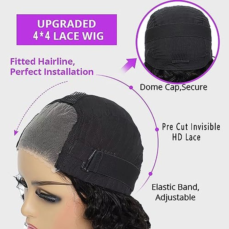 Glueless Wigs Human Hair Pre Plucked Pre Cut 4/27 Highlight Ombre Honey Blonde Curly Wigs Human Hair for Beginners 4x4 Deep Wave Lace Closure Glueless Wigs for Black Women 18 Inch