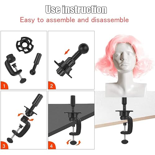 Teenitor Wig Mannequin Head Stand, 2 Pack Cosmetology Manikin Stand Mannequin Head Holder Clamp Black Wig Stand Holder