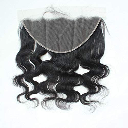 13X6 Ear To Ear Full Lace Frontal Closure - 14 Inch Natural Color, Pre-Plucked Body Wave Human Hair