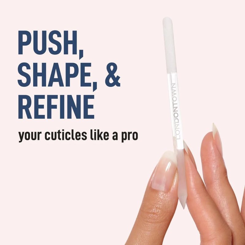 LONDONTOWN Double-Sided Glass Cuticle Pusher - Dual-Ended Under Nail Cleaner and Cuticle Remover Care Tool for Hands & Feet for Manicure Pedicures