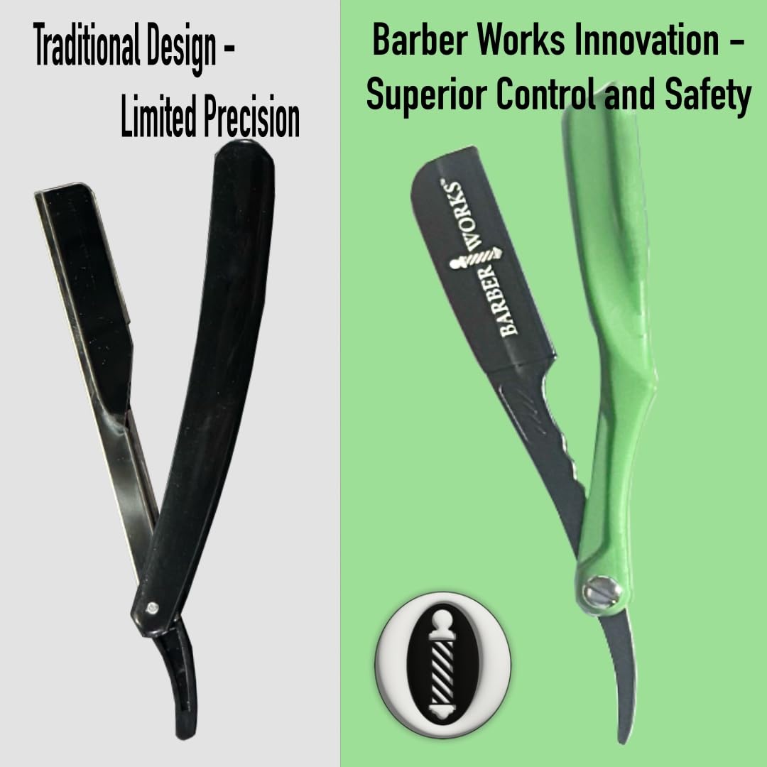 Professional Razor Holder – Ultra 3mm Exposed straight razor holder, short and long blades capable safe clip system (Red)