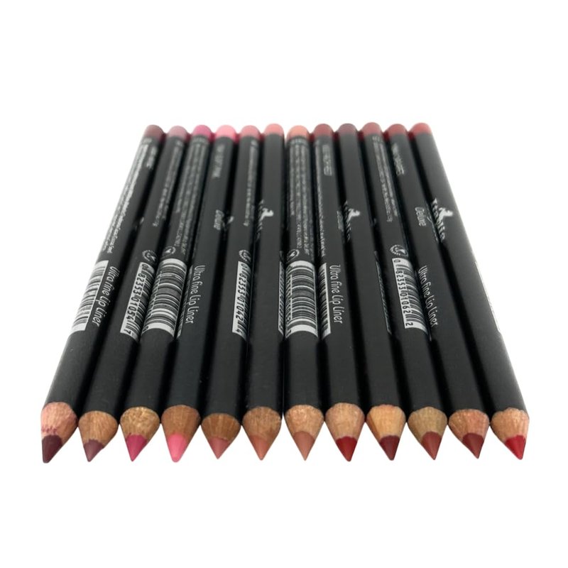 12 pcs, 12 Colors Red Tone Ultra Fine Lip Liner Set, Creamy, Long Lasting, High Pigmented Pencil, Various Shades (Red Tone)