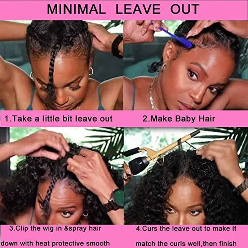 Domiso V Part Wig Human Hair Glueless Upgrade U Part Human Hair Wig 180% Density Kinky Curly Wigs for Women No Leave Out No Glue Beginner Friendly 9A Brazilian Virgin Hair Natural Color 20 Inch