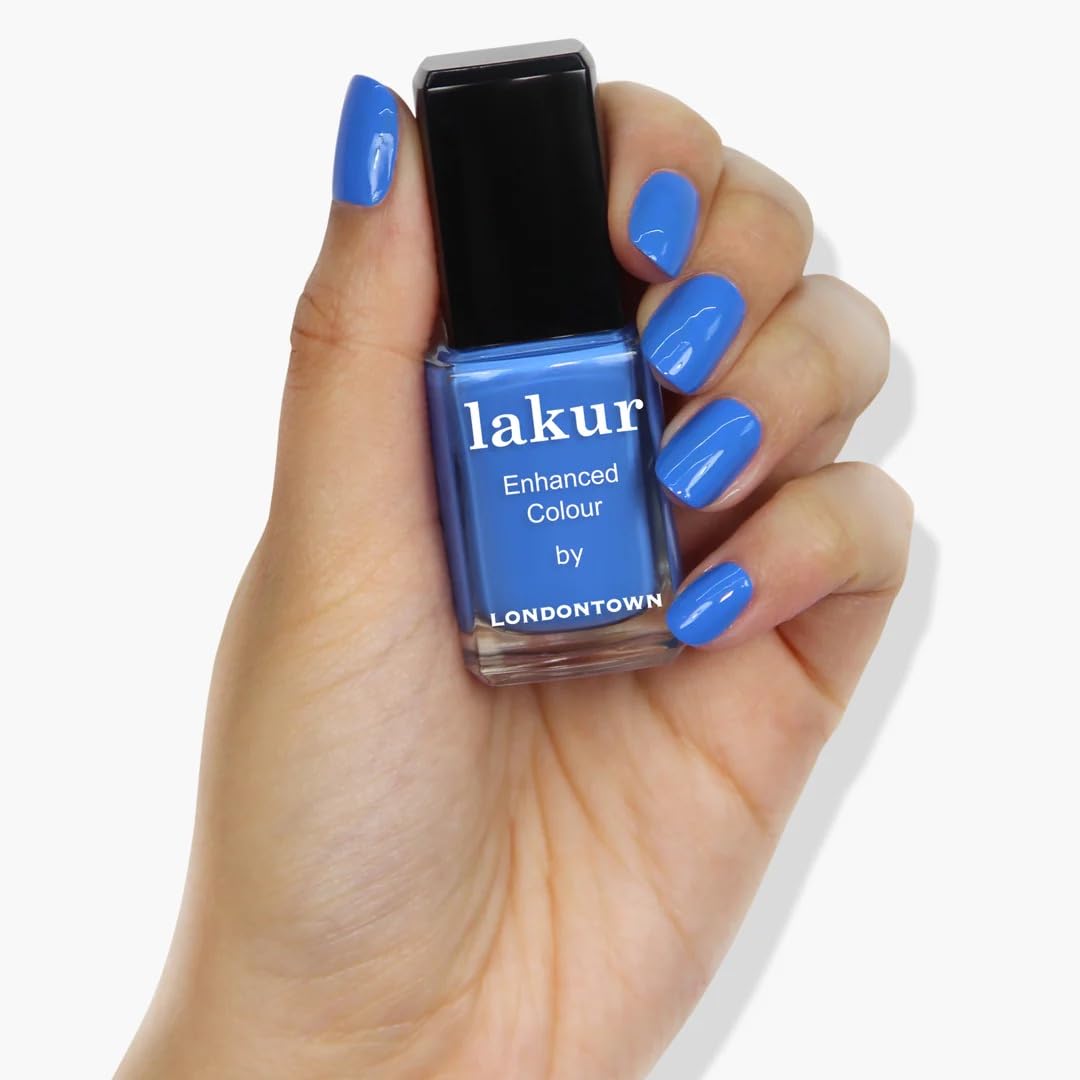 LONDONTOWN Lakur Nail Polish – Blue, Poolside Dream, 0.4 Fl Oz, Long-Lasting, Streak-Free, Chip-Resistant | 21+ Free Non-Toxic Vegan Nail Color, Strengthens & Hydrates Nails