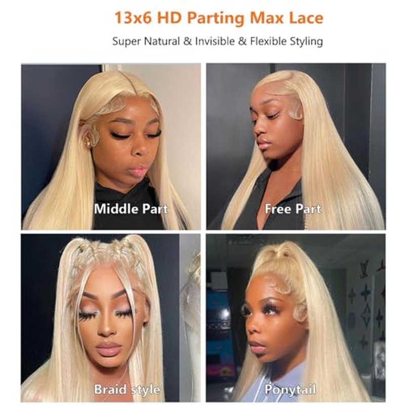 613 13x6 Lace Front Wig Human Hair Colored Blonde Wig Human Hair Pre Plucked With Baby Hair Straight Human Hair Wig For Women 22 Inch Lace Frontal Wig Glueless