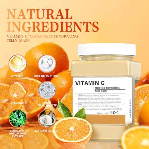 Jelly Mask for Facials Professional,Vitamin C Jelly Face Mask,Brightening & Hydrating Mask, Nourishing & Tightening, Anti-Aging & Acne Treatment, Face Skin Care Bowl Set DIY Spa 23 Fl Oz