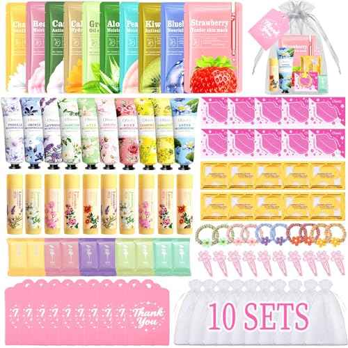 100 PCS Spa Party Supplies for Girls, Spa Party Favors Gifts Set Include Face Masks Skincare, Hand Cream, Lip Balm, Eye Mask, Lip Mask, Hair Ties, Sleepover Slumber Birthday Spa Party Supplies Kit