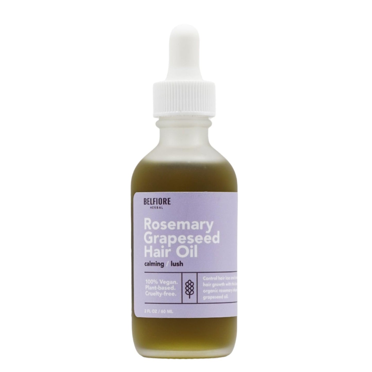 Belfiore Herbal Organic Rosemary Grapeseed Oil, 100% Natural Hair Growth, Vitamins & Essential Oils Protects Strengthens, Cruelty-Free, 2oz