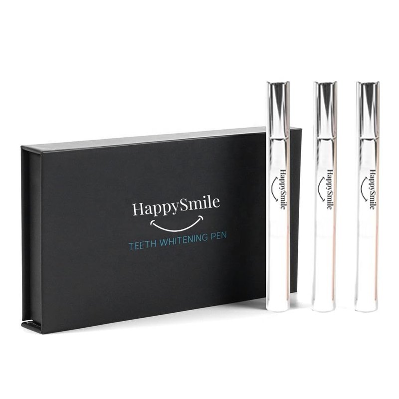 HappySmile Premium Teeth Whitening Pen Set of 3 - Achieve a Brighter Smile, Easier Than Strips or Other Whitening Kits - Professional Results, Gentle on Sensitive Teeth