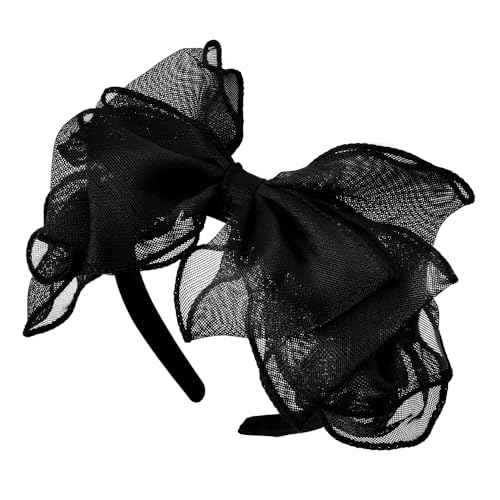 Black Bow Headband for Women Girls Bow Hair Band Hoop for Women Girls Gauze Bowknot Headband Black Knotted Bow Hair Accessories for Women Girls Vintage Headband Bows