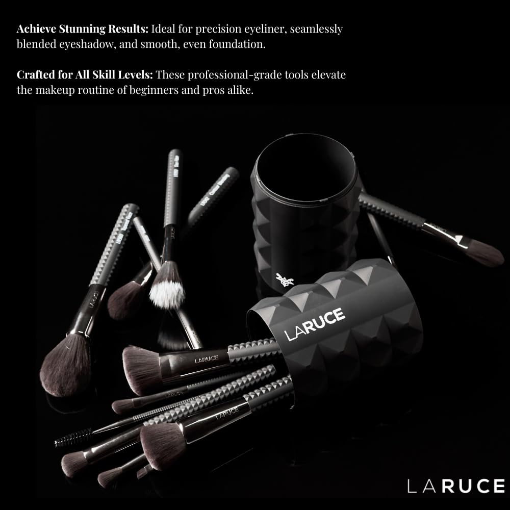 LARUCE 5PC Professional Vegan Eye Makeup Brush Set | Apply Foundation, Blend, Define, Shade, Highlight & More